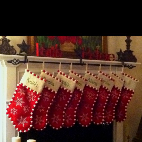 DIY Stocking Holder with a Curtain Rod - 24/7 Moms